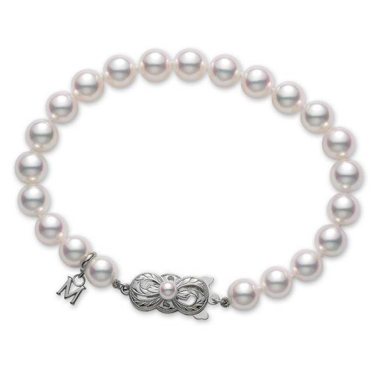 Mikimoto 18ct White Gold 6.5mm White A1 Akoya Pearl Bracelet