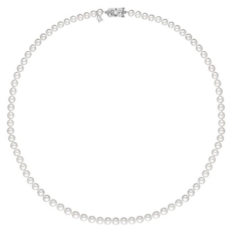 Mikimoto 18ct White Gold 6.5mm White Akoya Pearl Necklace