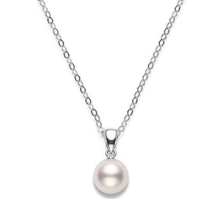 Mikimoto 18ct White Gold 7.5mm White AA Akoya Pearl Necklace - TITLE White Gold