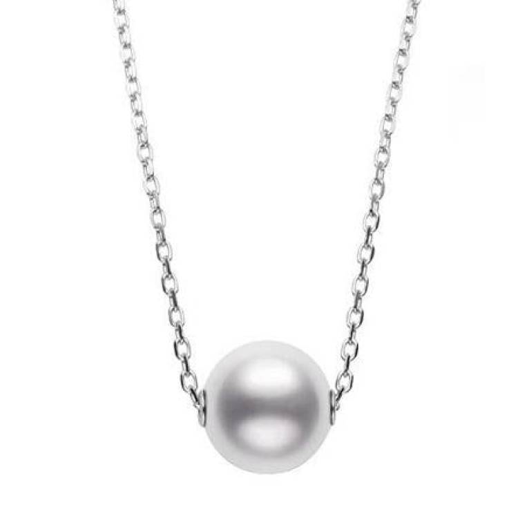Mikimoto 18ct White Gold 8mm White A+ Akoya Pearl Necklace - White Gold
