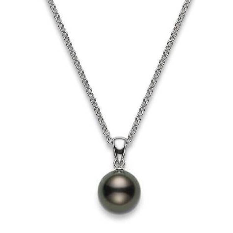 Mikimoto 18ct White Gold 9mm Black A+ South Sea Pearl Necklace - White Gold