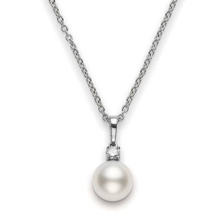 Mikimoto 18ct White Gold Diamond 9mm White A+ South Sea Pearl Necklace - TITLE White Gold