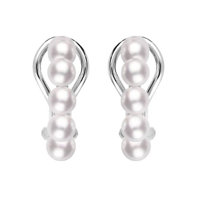 Mikimoto 18ct White Gold White Akoya Pearl Bubble Earrings