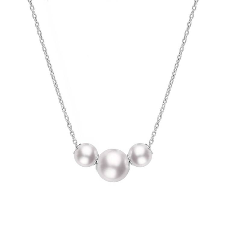 Mikimoto 18ct White Gold White Akoya Pearl Triple Necklace - White Gold