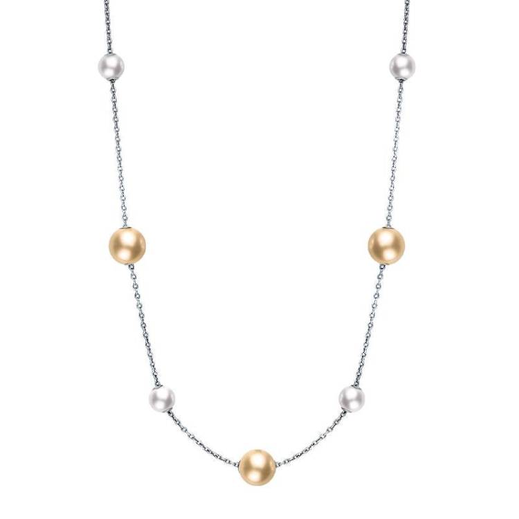Mikimoto 18ct White Gold White and Golden Akoya Pearl Necklace