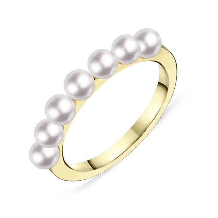 Mikimoto 18ct Yellow Gold 3.5mm White Akoya Pearl Ring - 50