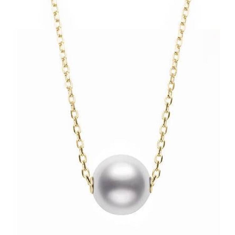 Mikimoto 18ct Yellow Gold 8mm White A+ Akoya Pearl Necklace - Yellow Gold
