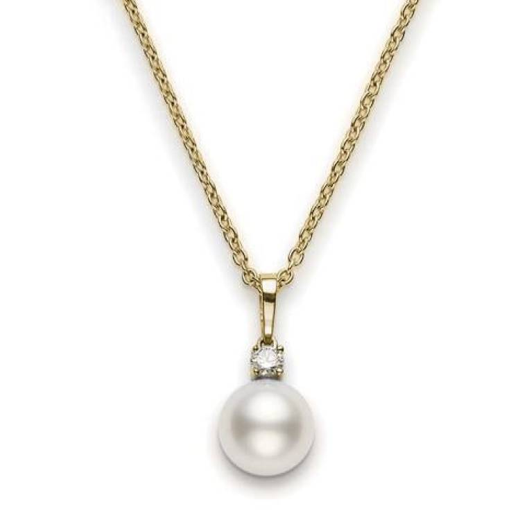 Mikimoto 18ct Yellow Gold Diamond 10mm White A+ South Sea Pearl Necklace - TITLE Yellow Gold