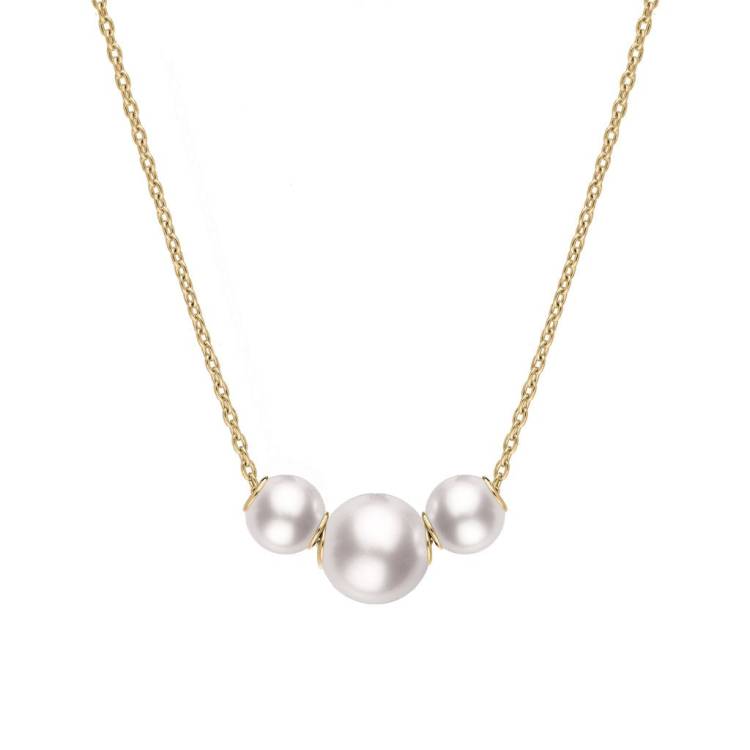 Mikimoto Jewels In Motion 18ct Yellow Gold White Akoya Pearl Necklace - Yellow Gold