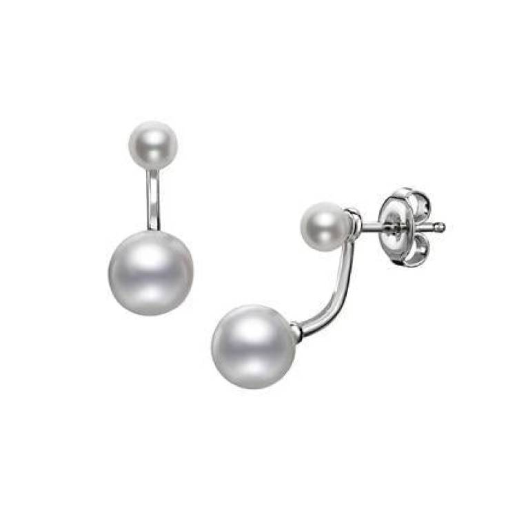Mikimoto Duet 18ct White Gold 7.25mm Pearl Earrings