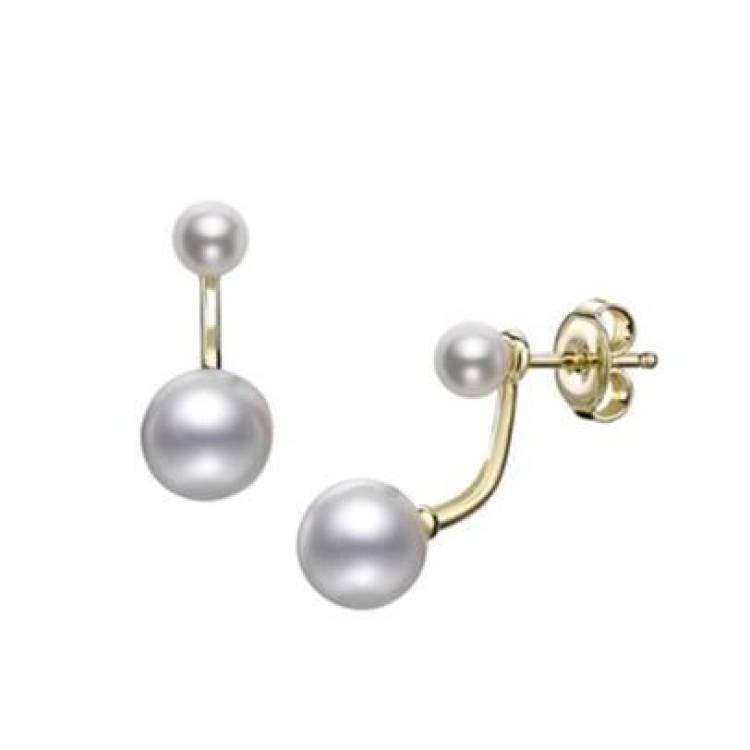 Mikimoto Duet 18ct Yellow Gold 7.25mm Pearl Earrings