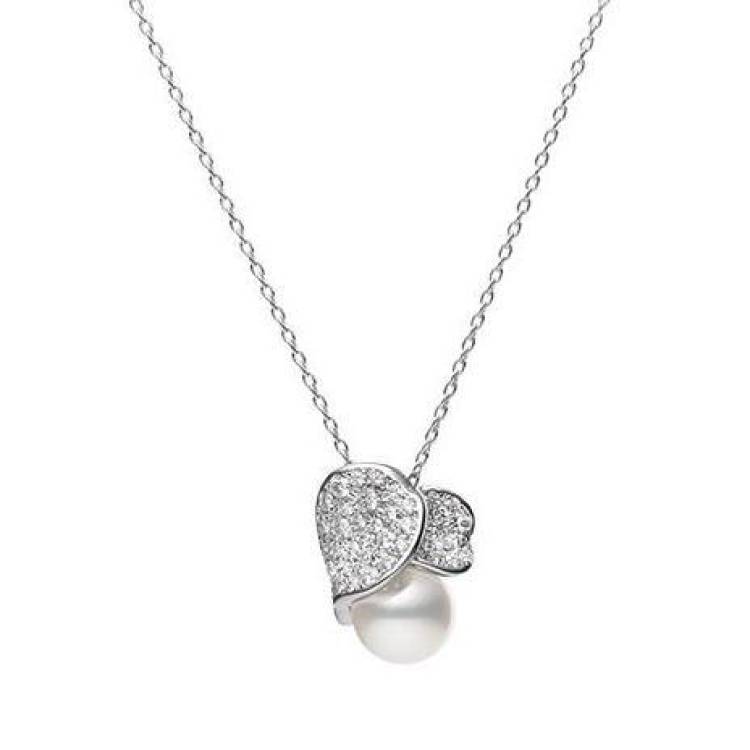 Mikimoto Les Petales Place Vendome 18ct White Gold 8mm Akoya Pearl Diamond Necklace - TITLE White Gold