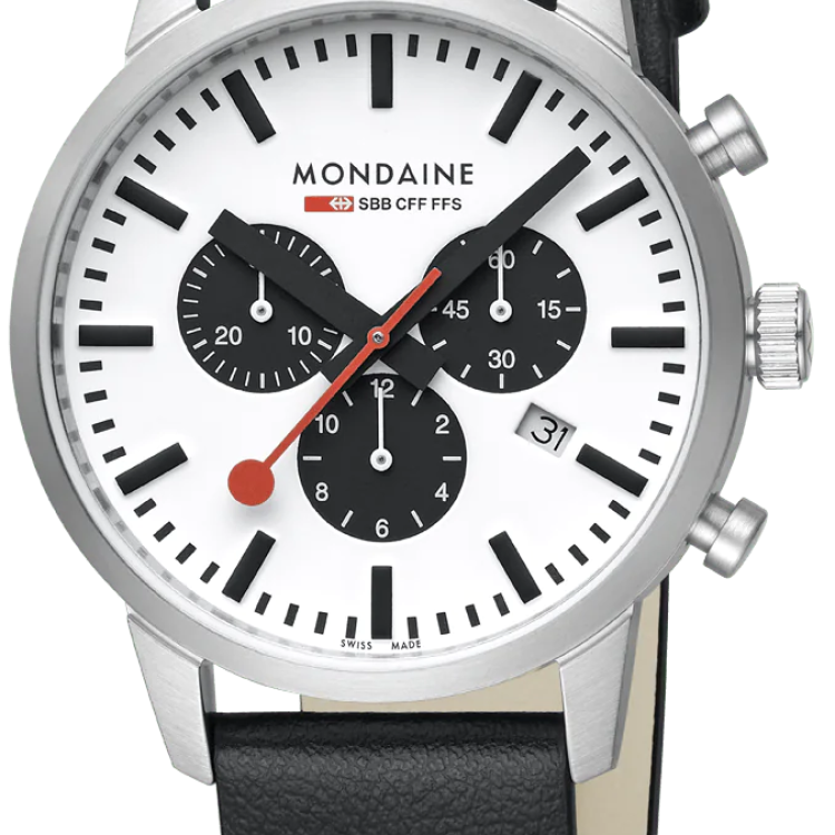 Mondaine Watch Neo 41mm Black Vegan Grape Leather