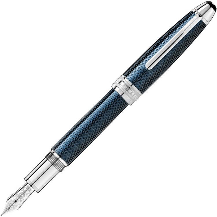 Montblanc Writing Instrument Meisterstuck Solitaire Blue Hour LeGrand Medium Nib Fountain Pen - Silver