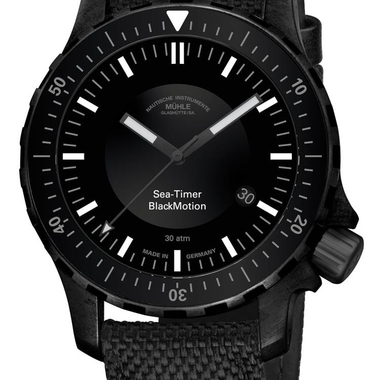 Muhle Glashutte Watch Sea Timer Black Motion - Black