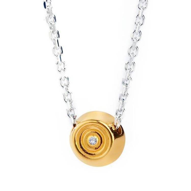 My Last Rolo Yellow Gold Plated Sterling Silver Diamond Necklace