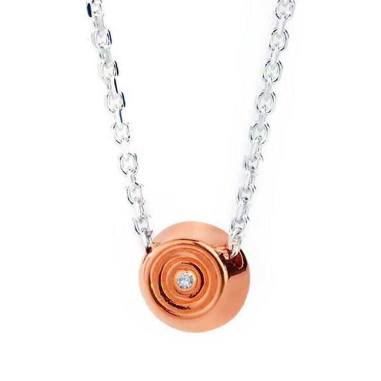 My Last Rolo Rose Gold Plated Sterling Silver Diamond Necklace