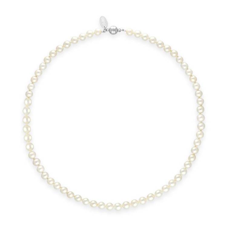 White Pearl 6mm Round Bead Necklace