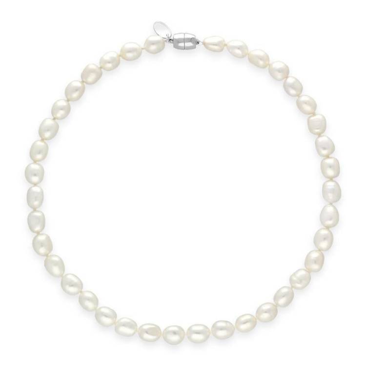 White Baroque Pearl 8mm Bead Necklace