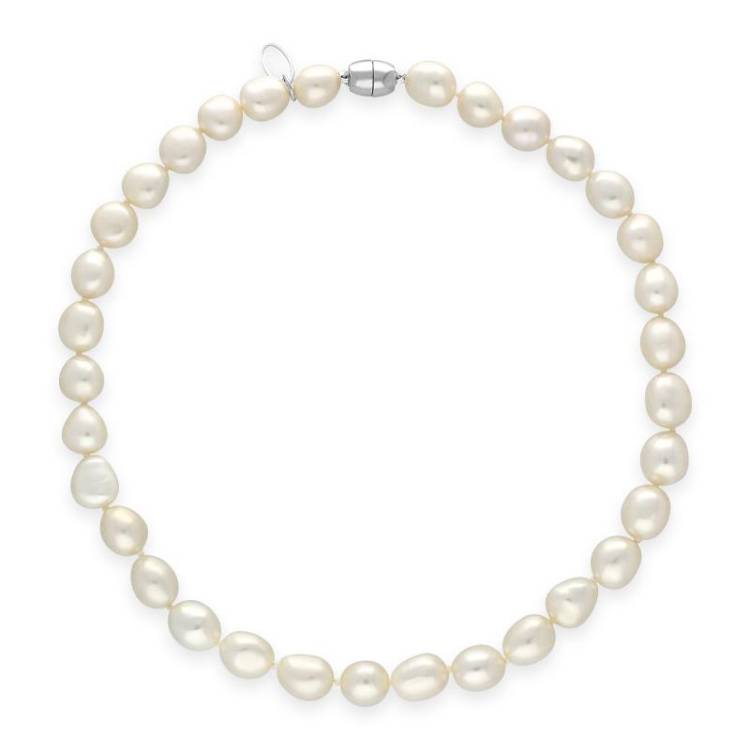 White Baroque Pearl 10mm Bead Necklace
