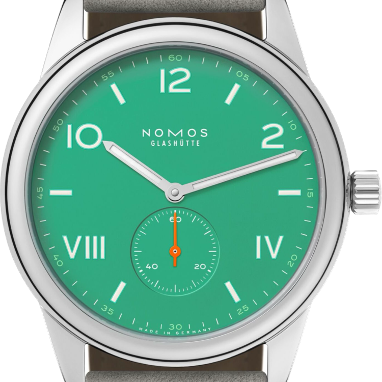 Nomos Glashutte Watch Club Campus 38 Electric Green Sapphire Crystal