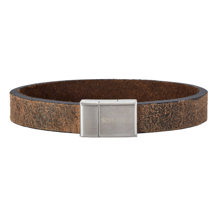 Nordahl Andersen Son of Noa Dark Brown Calf Leather 21cm Bracelet D - Grey