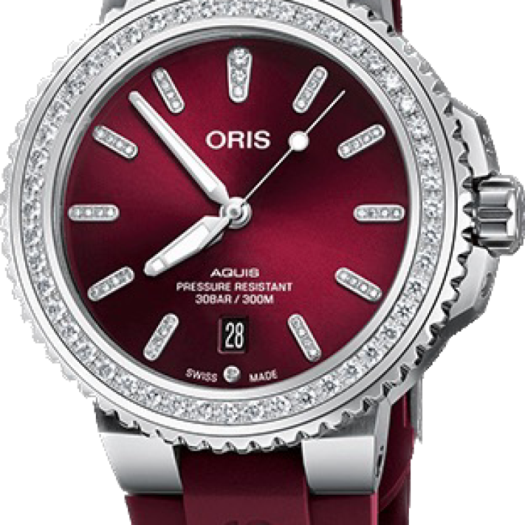Oris Watch Aquis Date Diamond Red