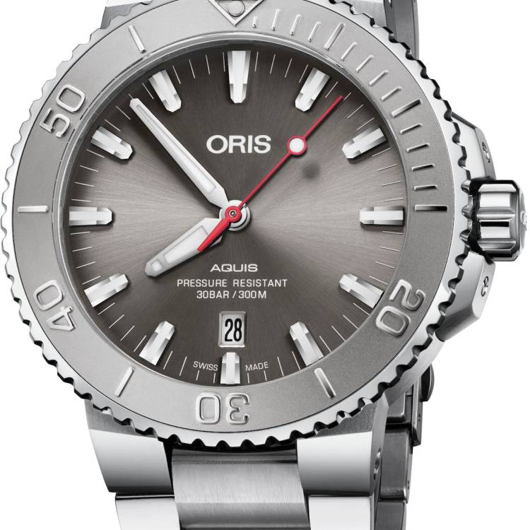 Oris Watch Aquis Date Relief Bracelet - Grey