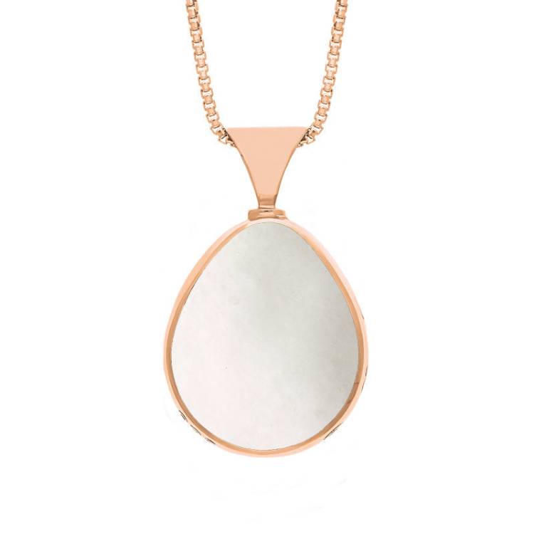 9ct Rose Gold Blue John Mother of Pearl Hallmark Double Sided Pear-shaped Necklace - Gold