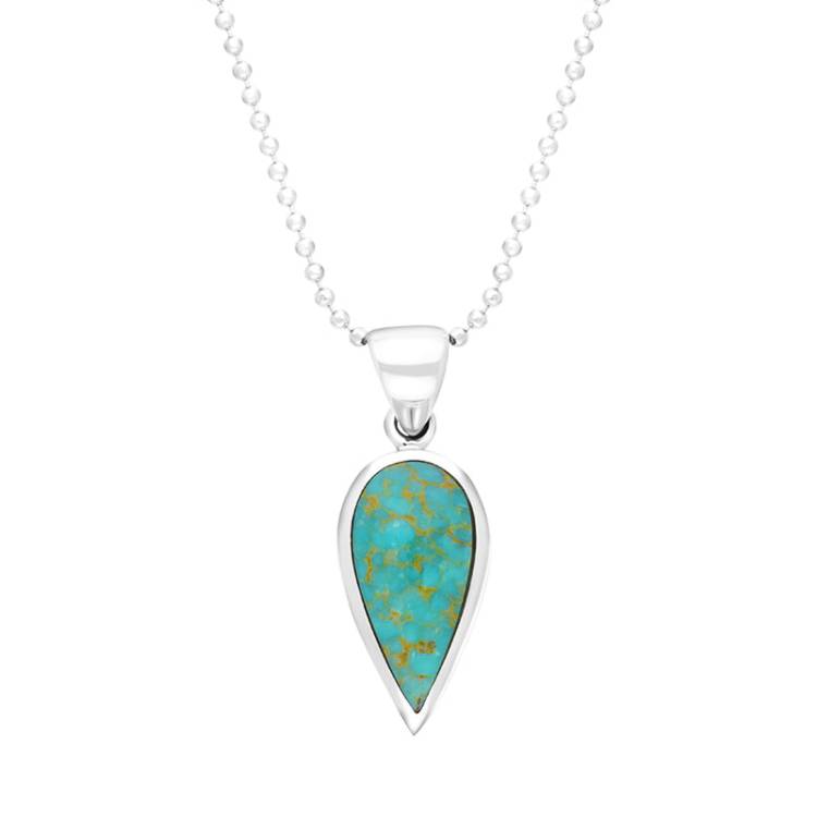 Sterling Silver Turquoise Small Upside Down Pear Necklace - Silver
