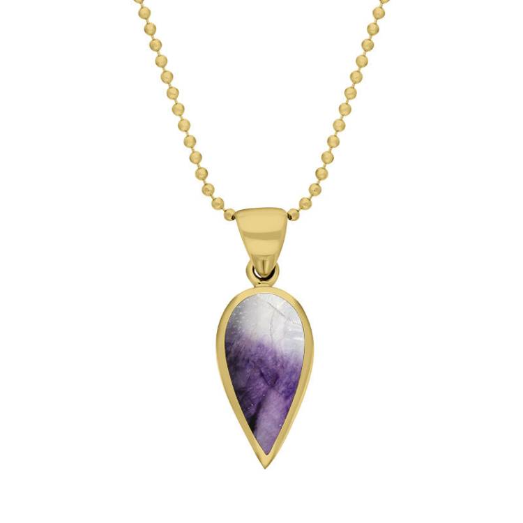 9ct Yellow Gold Blue John Small Upside Down Pear Necklace - Yellow Gold
