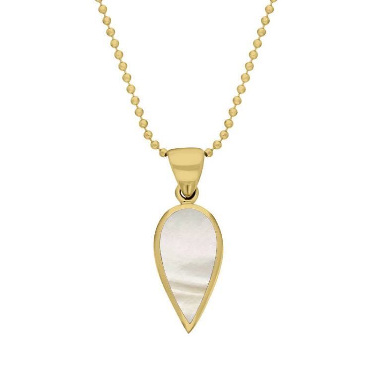 9ct Yellow Gold Mother of Pearl Small Upside Down Pear Necklace - Yellow Gold