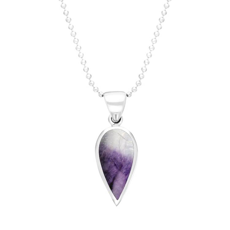 Sterling Silver Blue John Small Upside Down Pear Necklace - Silver
