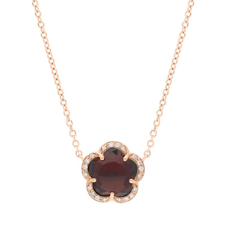 Pasquale Bruni Bon Ton Je T'Aime 18ct Rose Gold Garnet Diamond Necklace - Gold