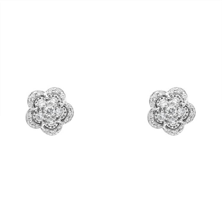 Pasquale Bruni Figlia Dei Fiori 18ct White Gold 0.33ct Diamond Flower Stud Earrings - Gold