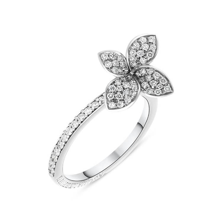 Pasquale Bruni Petit Garden 18ct White Gold 0.49ct Diamond Flower Ring - 18 (58)