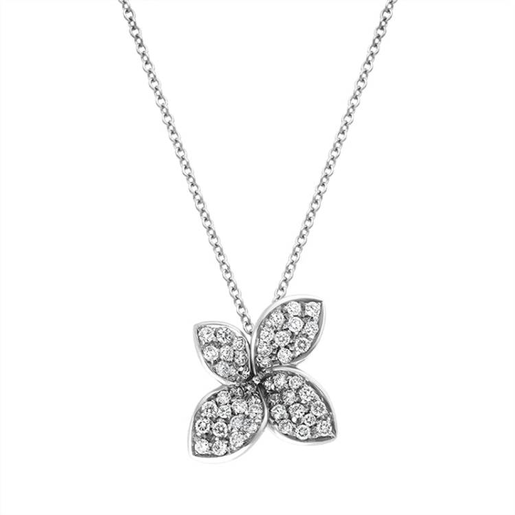 Pasquale Bruni Petit Garden 18ct White Gold 0.37ct Diamond Flower Pendant Necklace - Gold