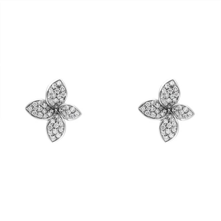 Pasquale Bruni Petit Garden 18ct White Gold 0.71ct Diamond Flower Stud Earrings - Gold