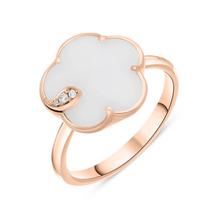 Pasquale Bruni Petit Joli 18ct Rose Gold White and Champagne Diamond Agate Ring - 16 (56)