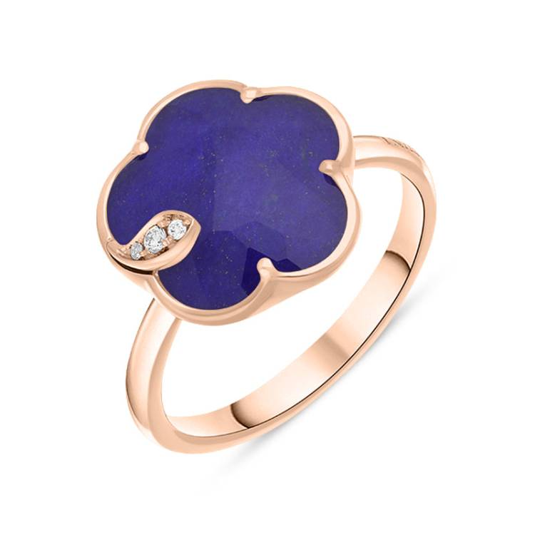 Pasquale Bruni Petit Joli 18ct Rose Gold Diamond Lapis Lazuli Rock Crystal Doublet Ring - 18 (58)