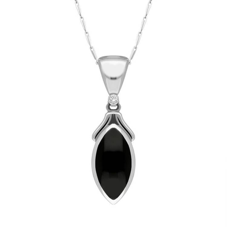18ct White Gold Whitby Jet Diamond Marquise Necklace