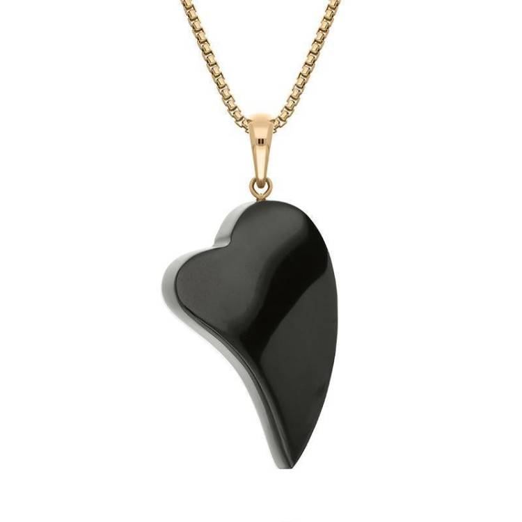 9ct Rose Gold Whitby Jet Unique Heart Necklace D