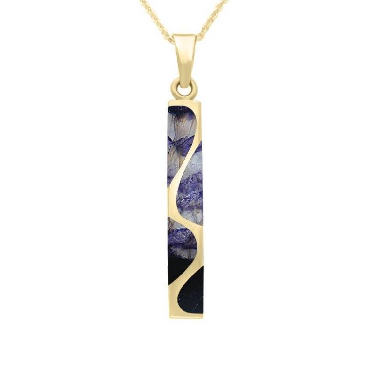 Blue John Necklaces Curved Oblong 9ct Yellow Gold - Option1 Value Yellow Gold