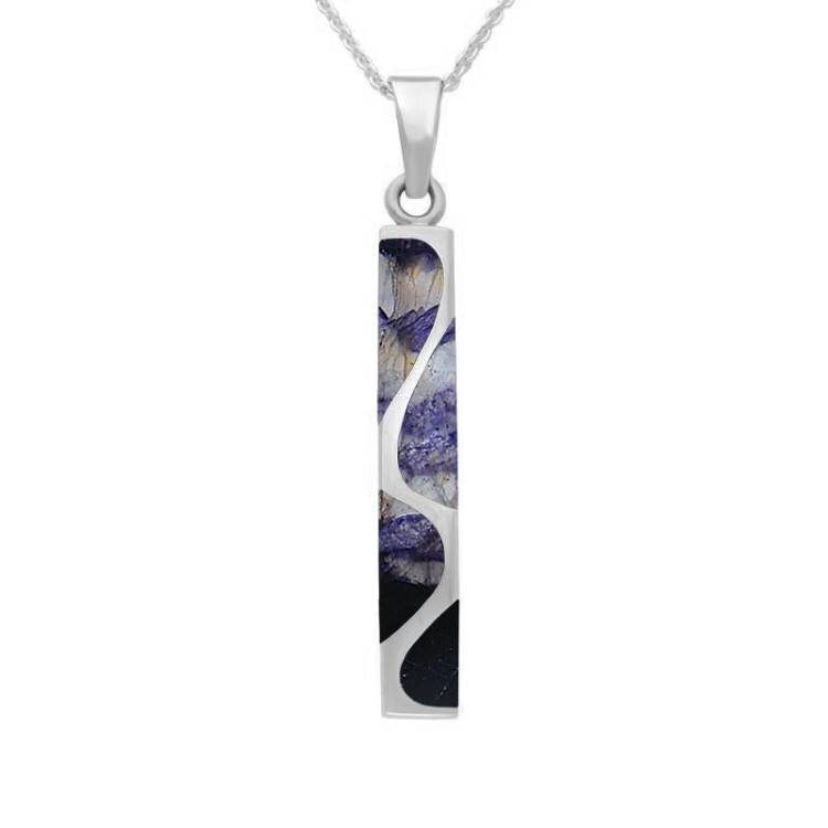 Sterling Silver Blue John Four Stone Curved Oblong Necklace