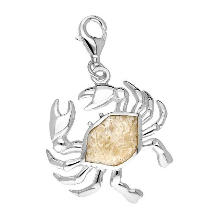 Sterling Silver Coquina Crab Charm - Silver