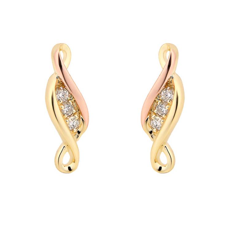 Clogau Past Present Future 9ct Yellow Gold Diamond Earrings