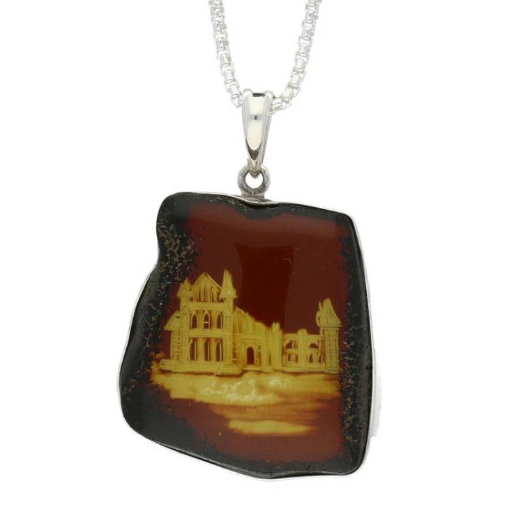 Carved Organic Sterling Silver Abbey Square Pendant