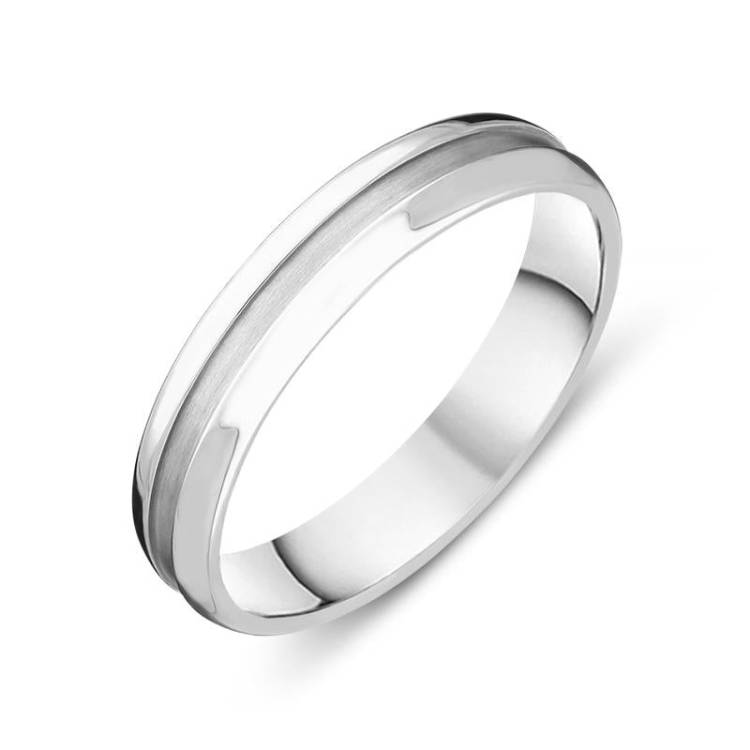Palladium 4.5mm Channelled Wedding Ring D - S1/2