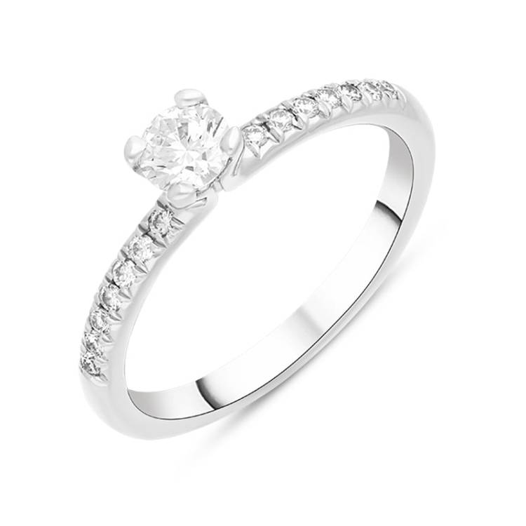 Platinum 0.33ct Diamond Shoulder Set Solitaire Ring - Platinum