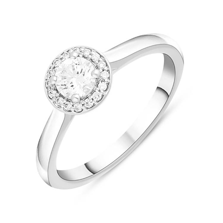 Platinum 0.37ct Diamond Pave Cluster Ring - Silver